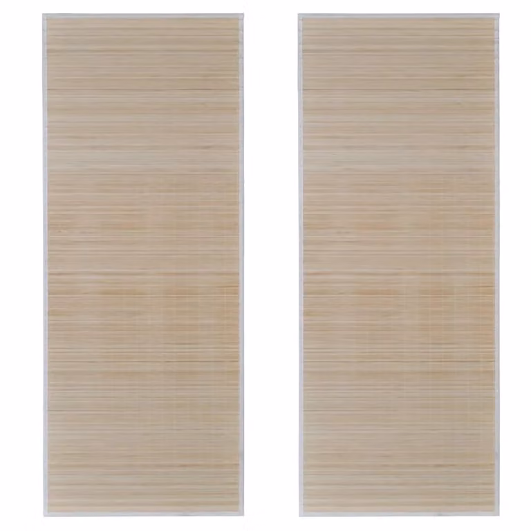 Berkfield Home Set of 2 Rectangular Natural Bamboo Rugs in Beige, W: 120 cm, D: 180 cm