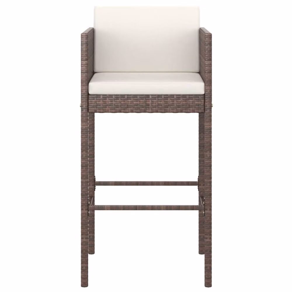 Berkfield Home 5 Piece Brown Poly Rattan Garden Bar Set with Cushions – 3