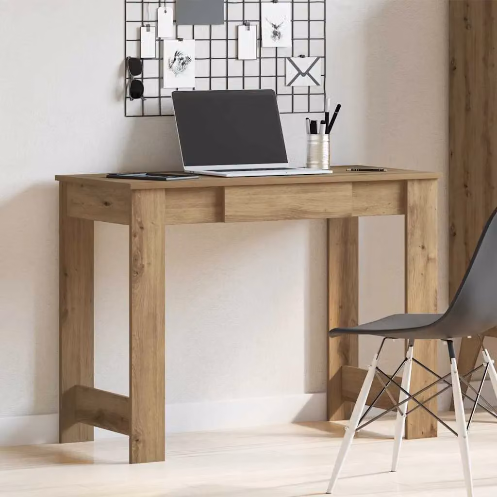 Berkfield Artisan Oak Writing Desk in Brown, W/D/H: 100 x 45 x 75 cm – 2