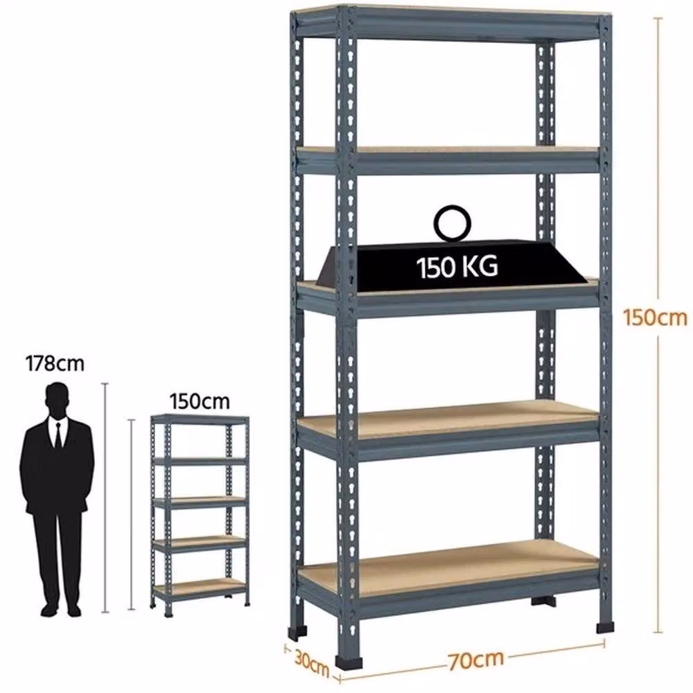 Kelvenix 5 Tier Heavy Duty Garage Storage Shelving Unit in Blue, W/D/H: 30 x 30 x 150 cm – 1