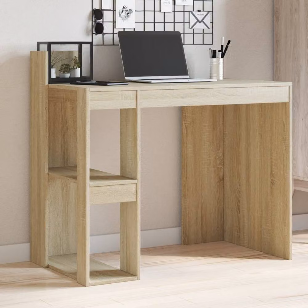 Berkfield Home Office Computer Desk in Sonoma Oak, Light Brown, W/D/H: 103.5 x 56.5 x 94 cm – 2