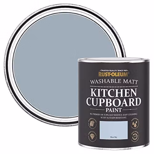 Rust-Oleum Blue Kitchen Cupboard Paint in Matt Finish, Blue Sky, 750ml