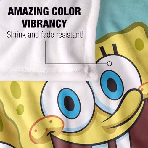 Logovision Nickelodeon Spongebob Character Super Soft Silky Fleece Blanket, Multicolour, W: 91.44 cm x L: 147.32 cm – 2