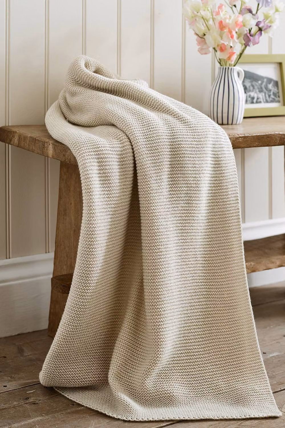 Lobster Creek Saunton Soft Touch Knitted Luxury Beige Throw, W: 130 cm, D: 170 cm – 2
