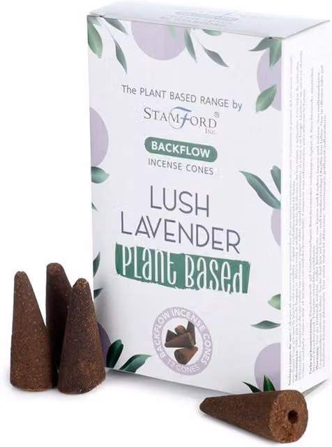 Stamford Natural Plant Based Backflow Incense Cones in Lush Lavender, White and Brown