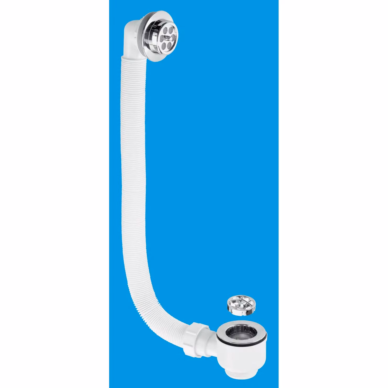 McAlpine FBW2R-C White Plastic Combined Bath Waste and Overflow with Chrome Removable Grid – 2