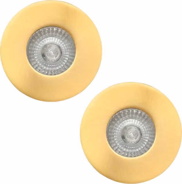 Litecraft 2 Pack of Fixed Recessed IP65 Fire Rated LED Downlights in Brass