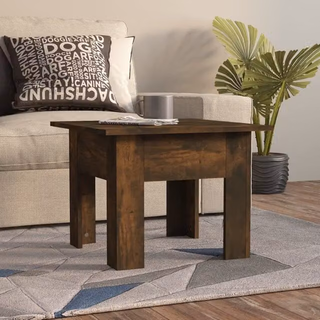 Berkfield Home Smoked Oak Coffee Table in Brown, W/D/H: 55 x 55 x 42 cm