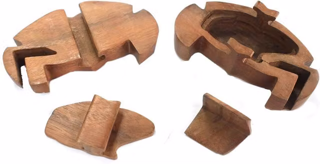 KDMK Bali Magic Box Beach Crab Wooden Puzzle in Brown