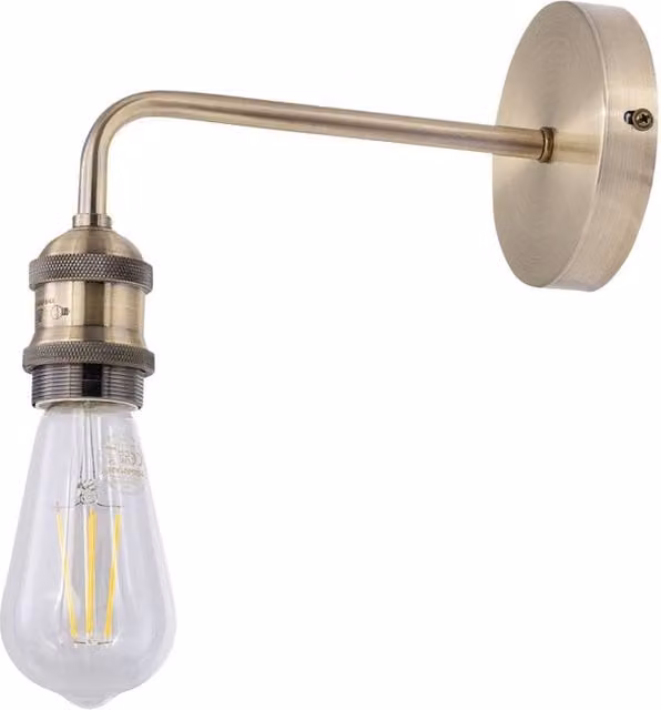 First Choice Lighting Isaac Antique Brass Wall Lamp in Gold with Transparent Glass Shade