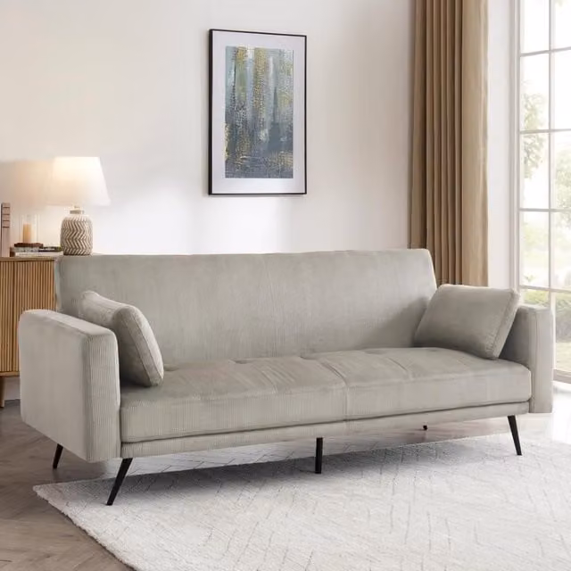Home Detail Tom Beige Fabric Click Clack Sofa Bed W/D/H: 207 x 180 x 85 cm