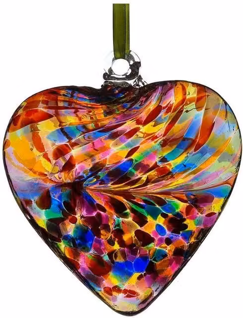 Sienna Glass Friendship Heart Sending Hugs Hanging Glass Pendant in Multicoloured Dark Red, 8 cm