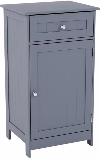 HD Designs Modern Grey Freestanding Bathroom Storage Cabinet with 1 Door and 1 Drawer