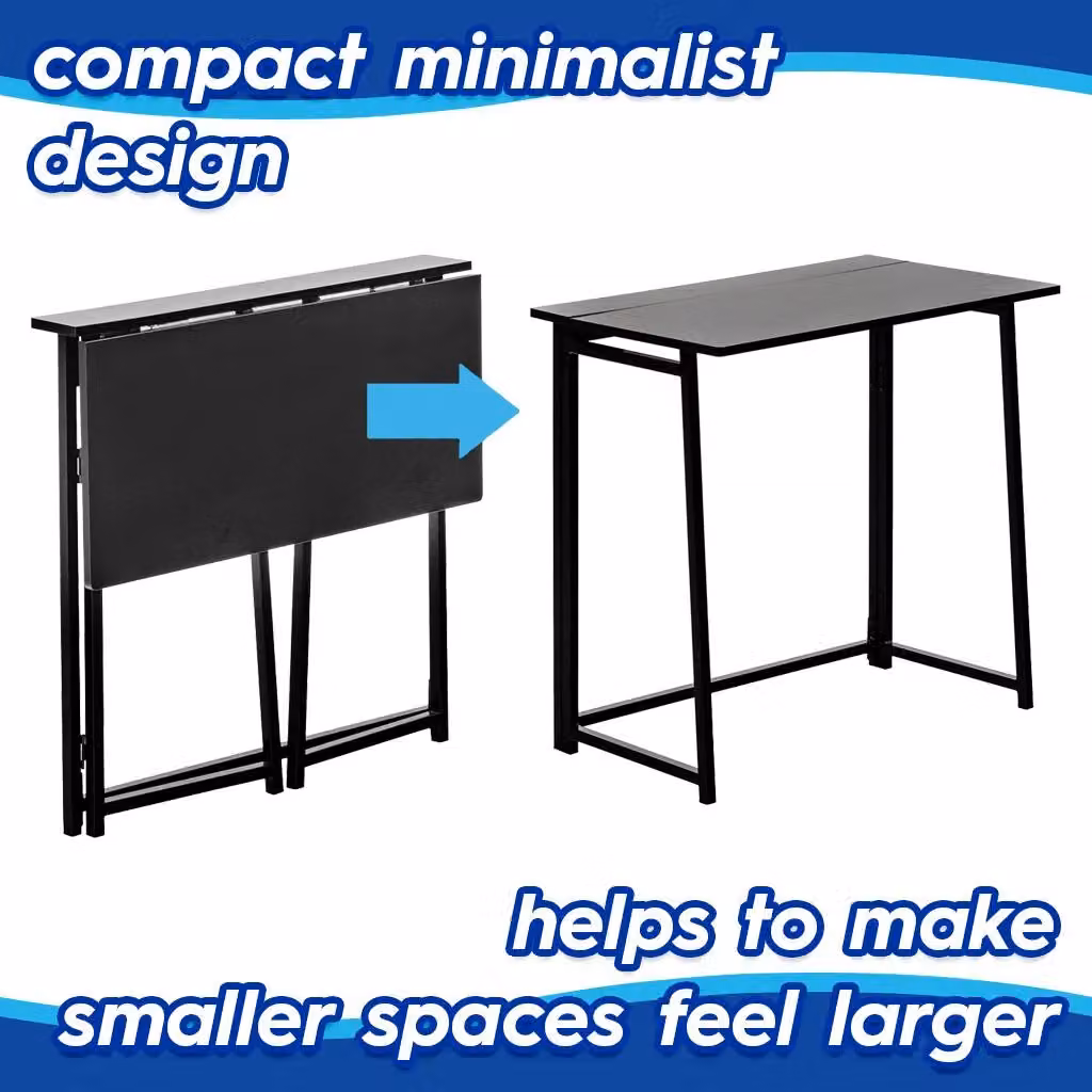 Harbour Housewares Folding Wooden Desk and Chair Set in Black – 3