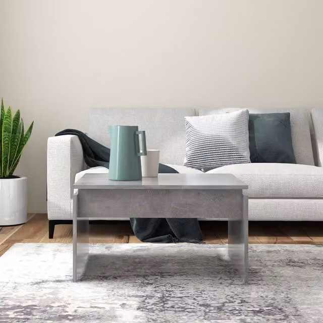 Berkfield Home Modern Rectangular Coffee Table in Concrete Grey, W/D/H: 68 x 50 x 38 cm – 1