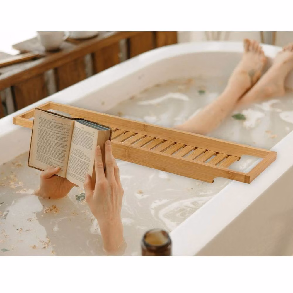 PAWNORA Bamboo Bath Tub Caddy Tray in Brown – 2
