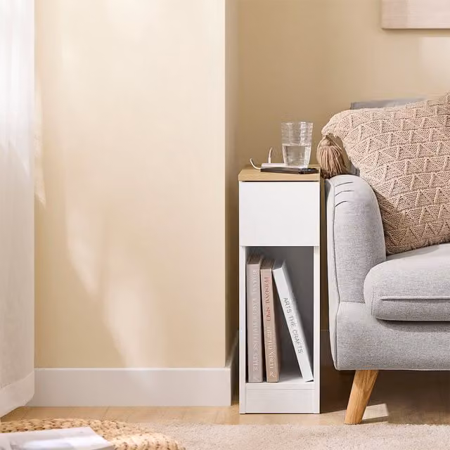 SoBuy Set of 2 Narrow White Bedside Tables