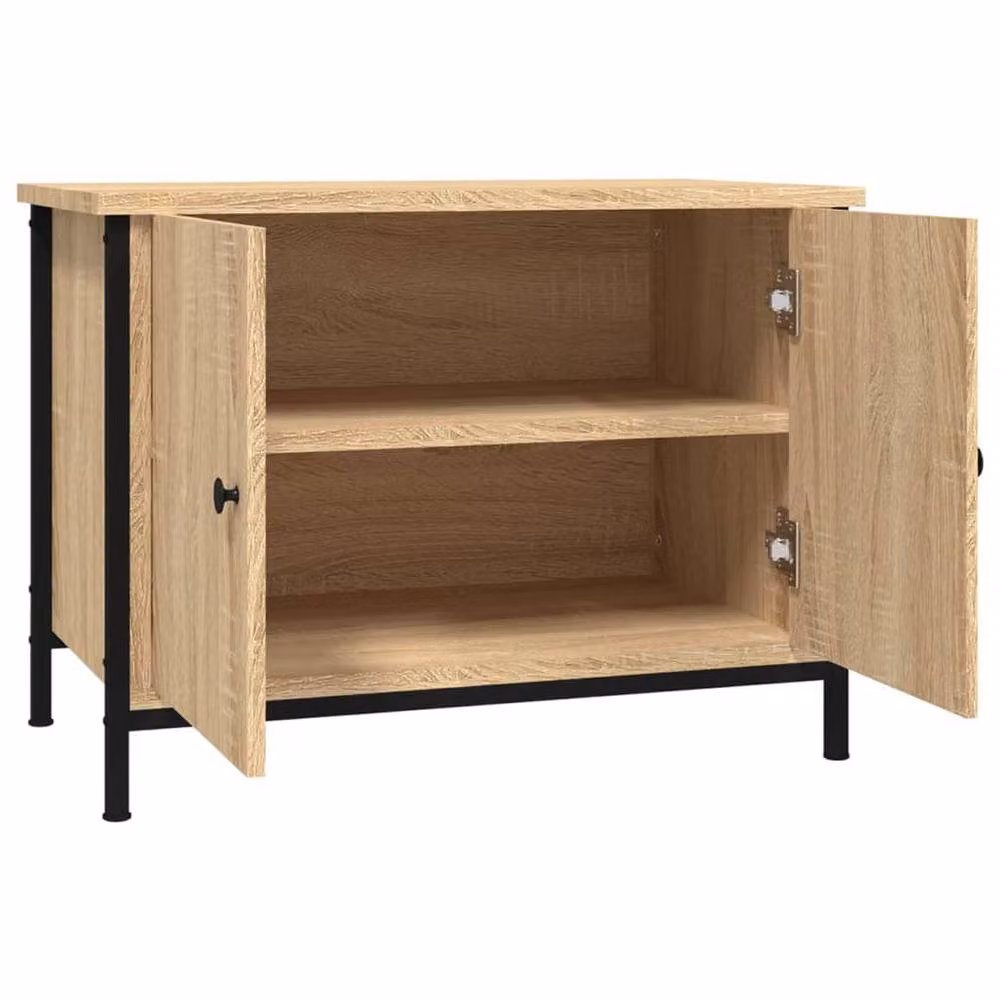 Berkfield Home TV Cabinet with Doors in Sonoma Oak and Beige, W/D/H: 60 x 35 x 45 cm – 4