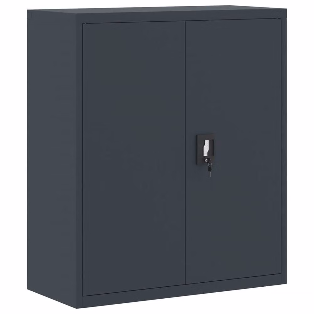 Berkfield Home Durable Steel File Cabinet in Anthracite with Hinged Doors and Adjustable Shelves, W/D/H: 90 x 40 x 105 cm – 2