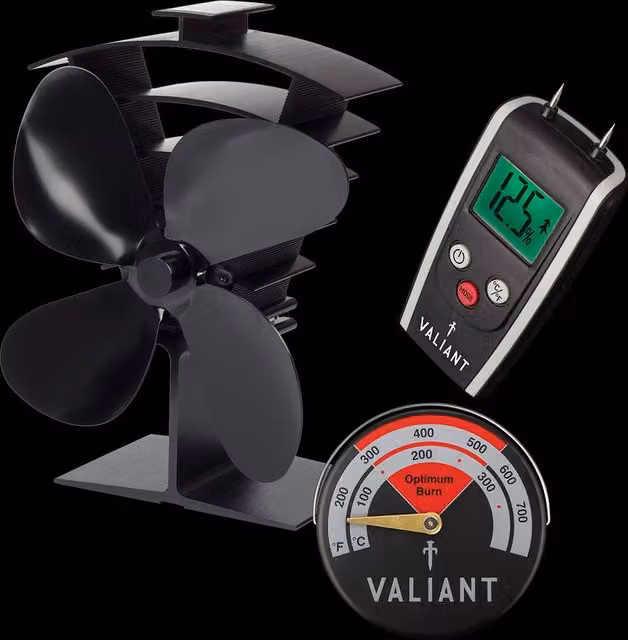 Vaillant Premium IV Stove Fan Set with Red and Black Magnetic Thermometer and Timber and Brickwork Moisture Meter – 1