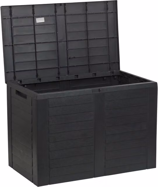 EONLION 170 Litre Compact Plastic Outdoor Storage Box in Black – 1
