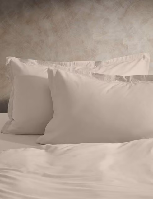 M&S X Fired Earth Malm Washed Cotton Oxford Pillowcases, 2 Pack, Beige