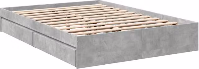 Berkfield Home Modern Bed Frame with Drawers, Grey, W: 140 cm, D: 190 cm – 1