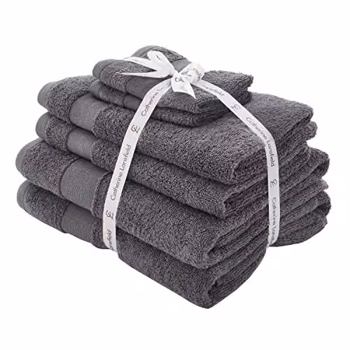 Catherine Lansfield 6 Piece Grey Cotton Towel Bale – 1