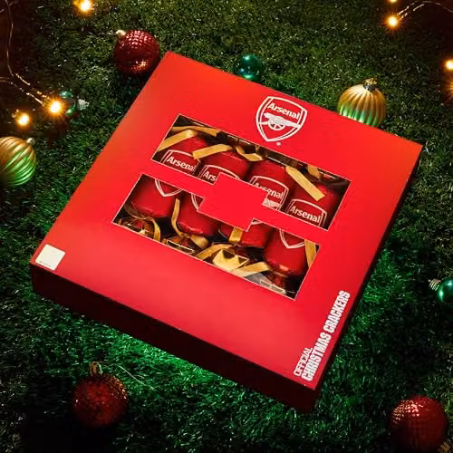 Get Trend Arsenal FC Pop Luxury Christmas Crackers, Pack of 6, Red and Multicolour – 6