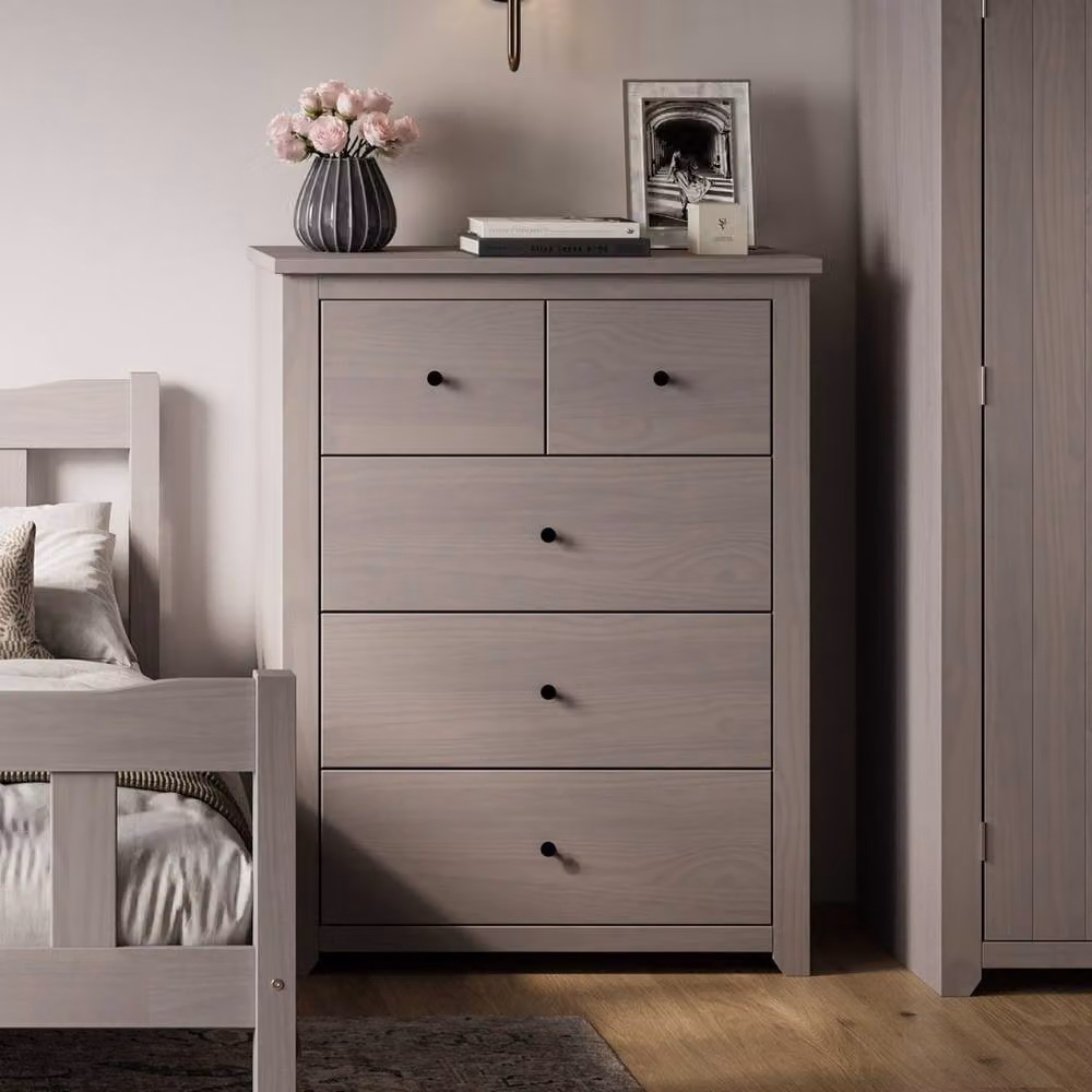 Lemon Pavilion Furniture Havana 3+2 Chest of Drawers in Grey Pine and Metal, W: 90 cm, D: 39 cm, H: 120 cm – 3