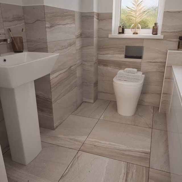 Johnson Tiles Haven Natural Stone Look Floor and Wall Tile Sample in Pebble