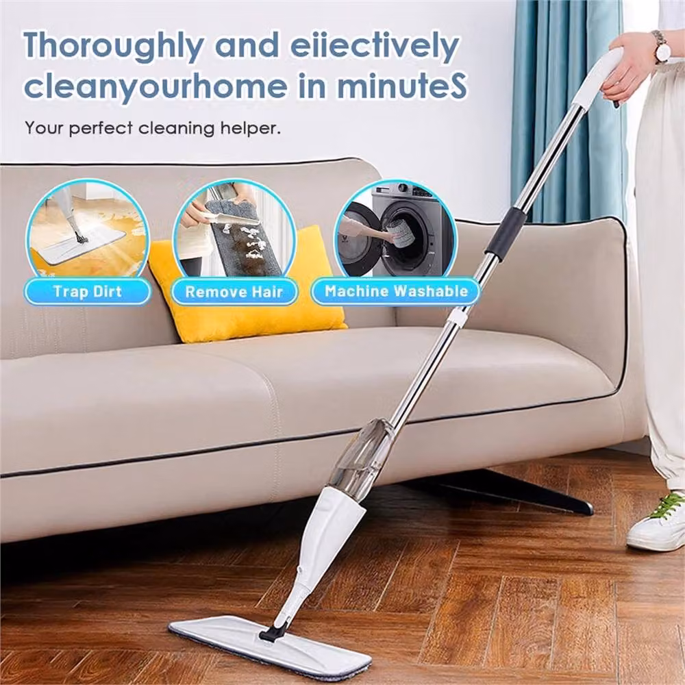 Nordara Wet and Dry Dual Use Water Spraying Floor Mop with Microfibre Replacement Pads, White, W/D/H: 100 x 60 x 4 cm – 5