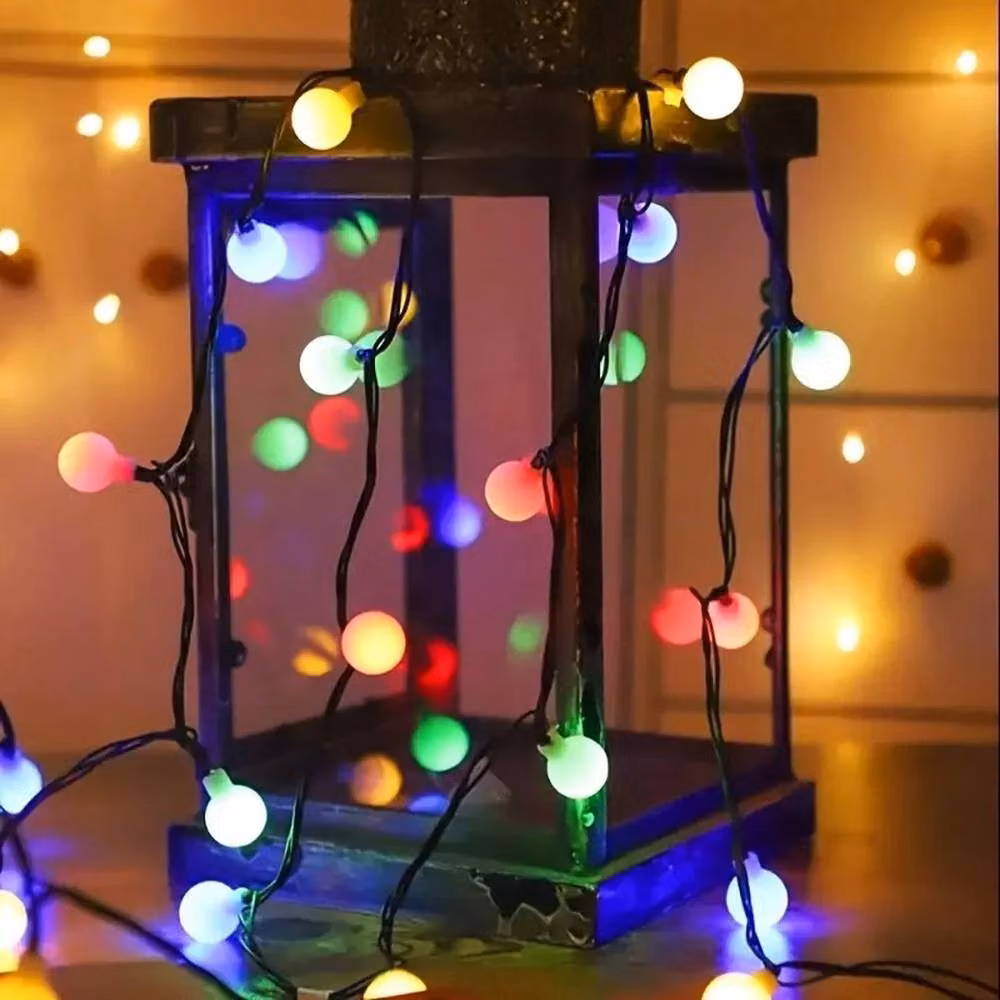 NESTLUNE Multicoloured Solar LED Ball Fairy Lights with Remote Control and Timer for Outdoor Parties – 4