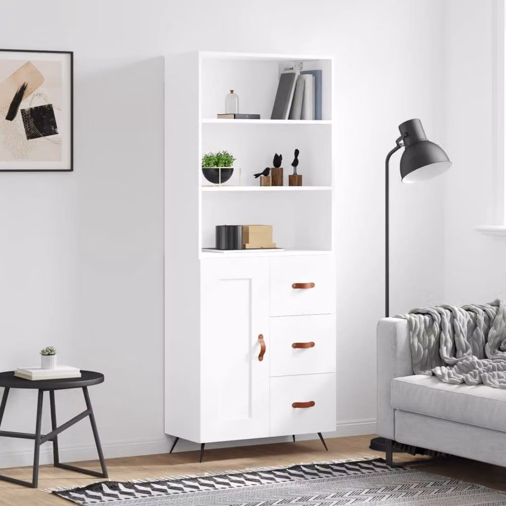 Berkfield Home White Matt Highboard with Hinged Doors and Internal Shelves, W/D/H: 69.5 x 34 x 180 cm – 2