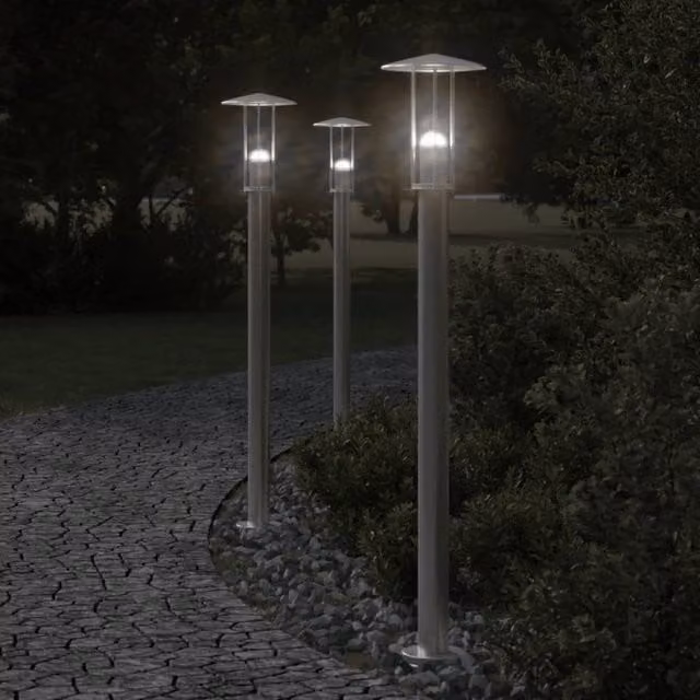 Berkfield Home Silver Stainless Steel Outdoor Floor Lamp, Height: 100 cm – 1