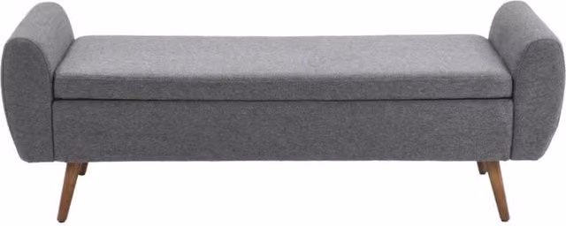 KORVIXA Grey Linen Padded Ottoman Stool Storage Box W: 150 cm, H: 55 cm – 1