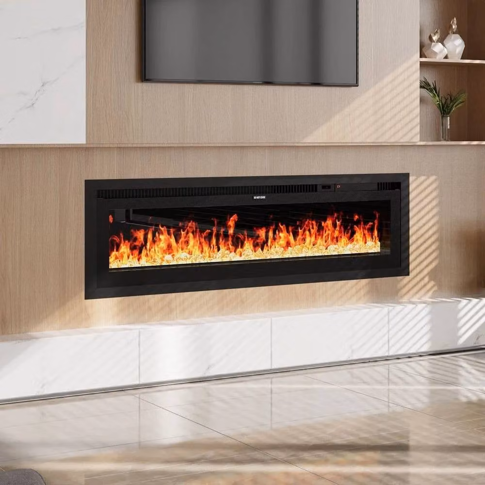FORGEVIO 60 Inch LED Electric Inset Fireplace in Black – 3