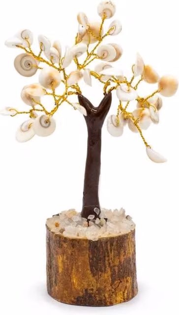 KDMD Med Gomati Chakra Tree with 45 Stones Spiritual Decor in White
