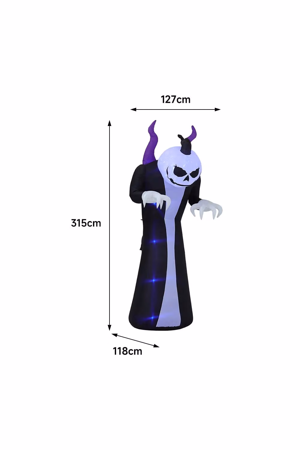 Living and Home 3m Giant Inflatable Halloween Pumpkin Ghost Outdoor Decoration with Blue Flame LED Lights in Black and Blue – 3