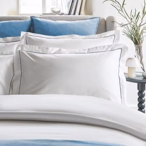 Christy Premium 500 Thread Count Mako Satin Oxford Pillowcase Pair in Blue