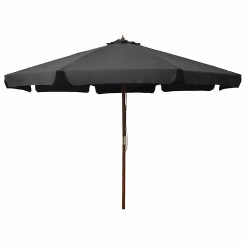 vidaXL Garden Parasol with Wooden Pole and Polyester Canopy, Anthracite, Diameter: 330 cm – 1