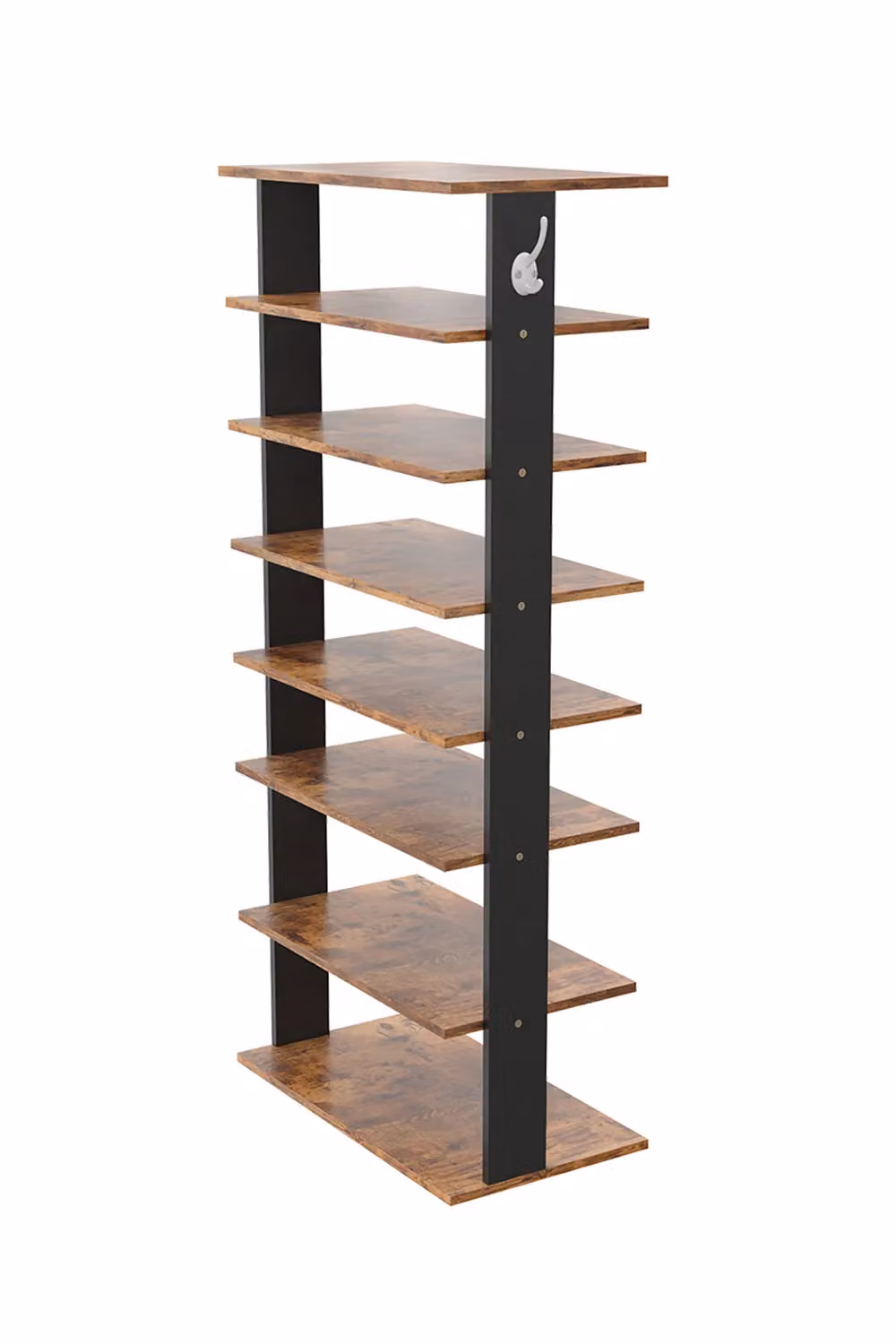 Living and Home 8-Tier Freestanding MDF Shoe Rack with Hooks in Black – 4