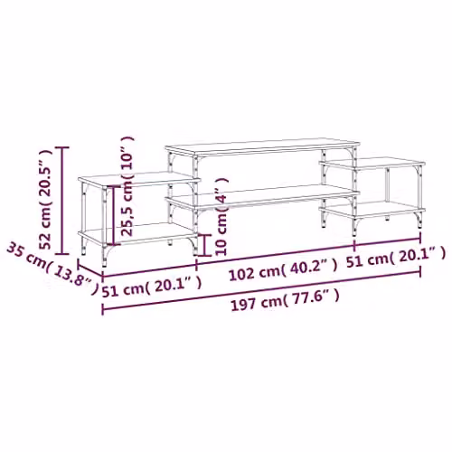 vidaXL TV Cabinet in Sonoma Oak Brown, W: 197 cm, D: 35 cm, H: 52 cm