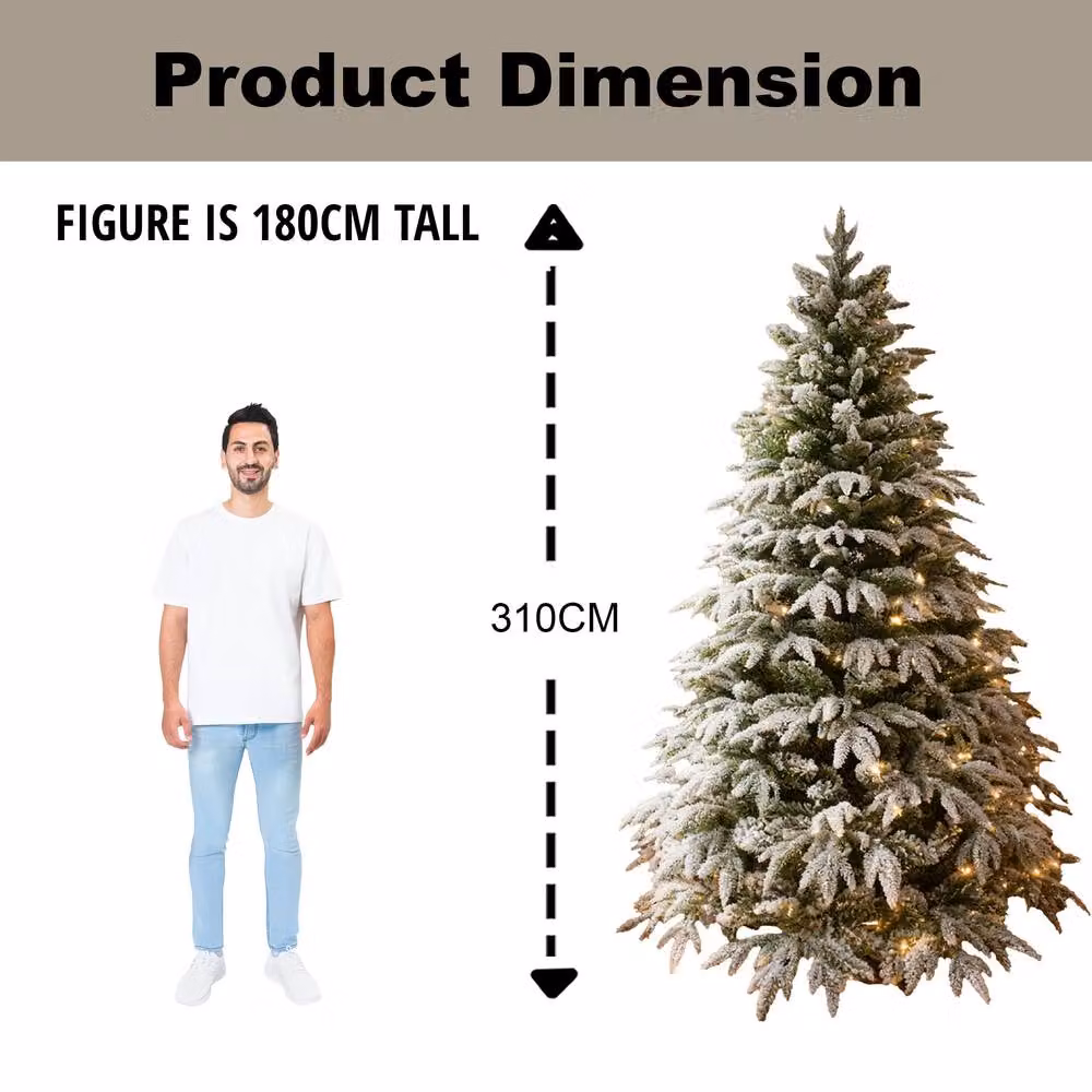 Shatchi 10ft Lapland Fir Christmas Tree in Green with Warm White LEDs – 5