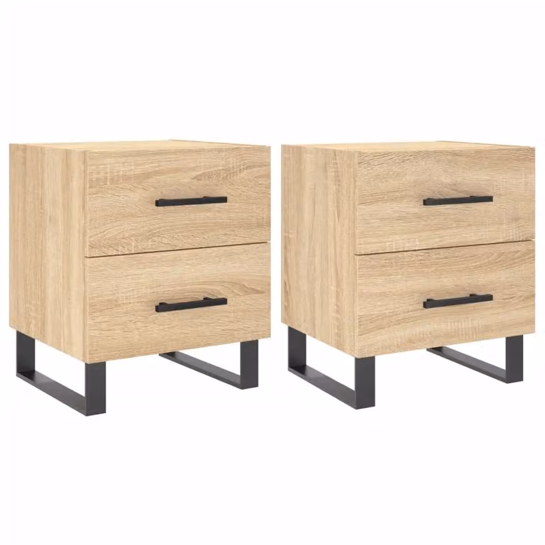 Berkfield Home Set of 2 Sonoma Oak Bedside Cabinets in Brown, W/D/H: 40 x 35 x 47.5 cm
