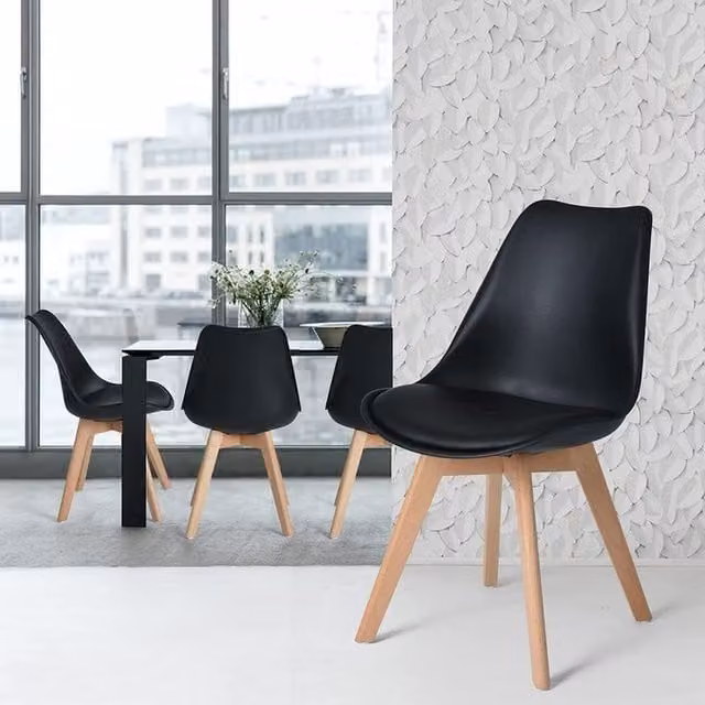 Life Interiors Lorenzo Round Dining Set with Table and 4 Chairs in Black – 1