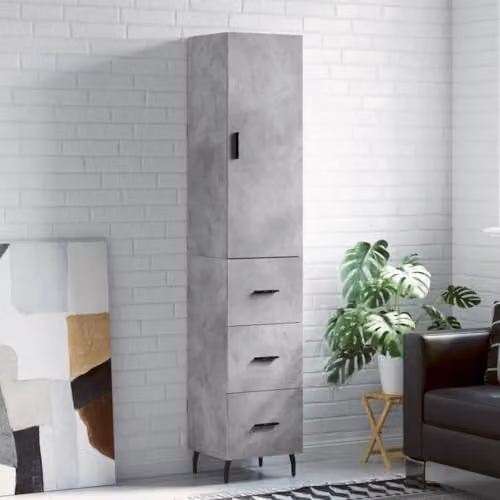 vidaXL Modern Highboard Sideboard in Concrete Grey Engineered Wood – 2