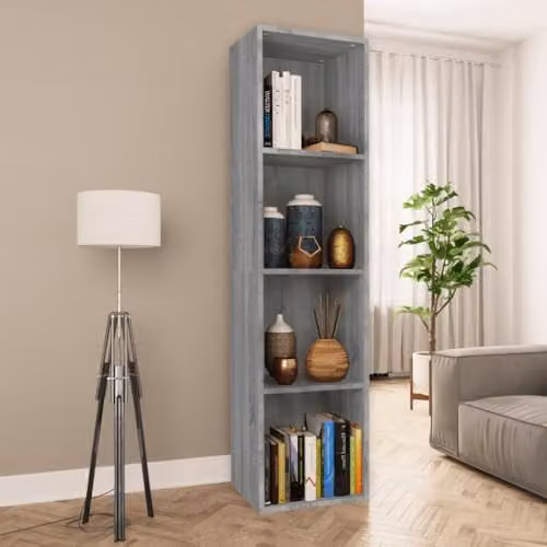 vidaXL Grey Sonoma Book and TV Cabinet in Engineered Wood, W/D/H: 36 x 30 x 143 cm – 2