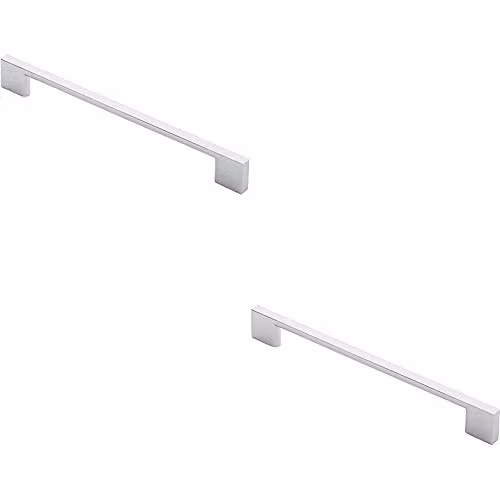 Loops 2 Pack Slim D-Shape Pull Handles in Polished Chrome, W: 22.0 cm, D: 0.85 cm, Fixing Centres: 19.2 cm