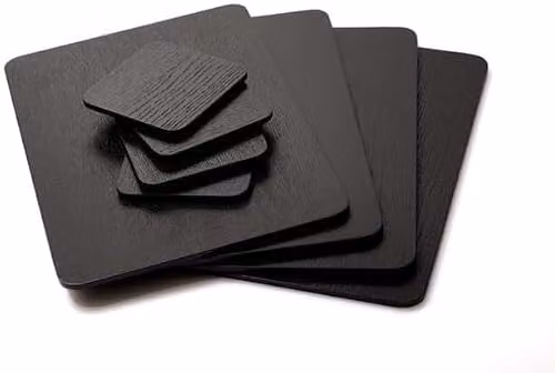 DEENZ 8-Piece Black Wood Veneer Placemat and Coaster Set, W: 29 cm x D: 21.5 cm – 2